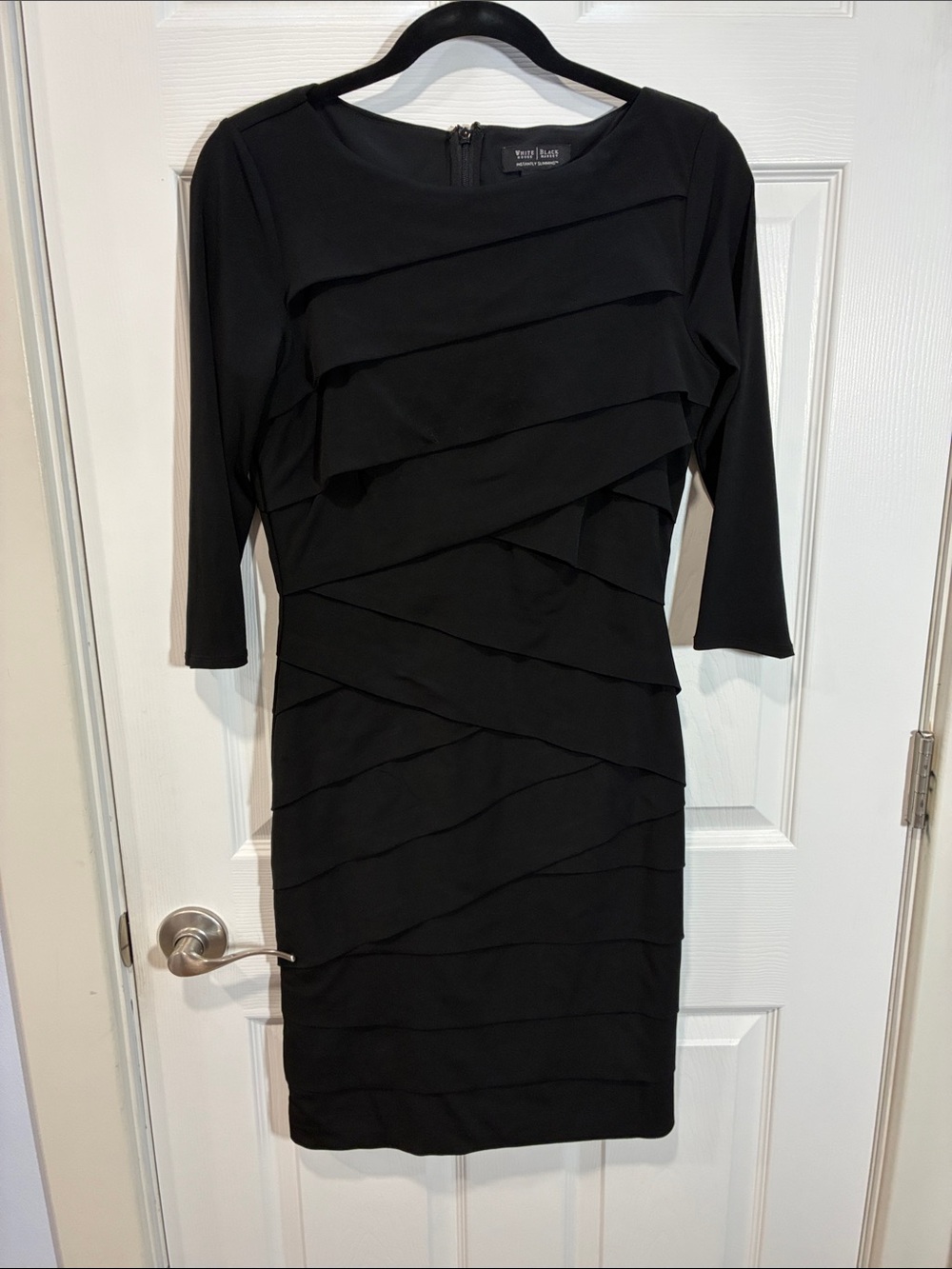 White House Black Market Black Layered Diagonal Midi Dress
